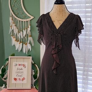 J.B.S. LTD. Brown and White Polka-dot Dress.